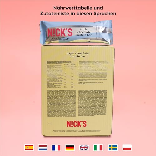 Nicks Protein Bar mix, barre di proteine cheto snack a basso contenuto di carboidrati senza zucchero aggiunto, senza glutine | Proteina 15g con collagene (9 barre proteiche x 50g)