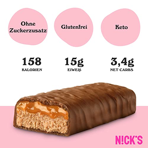 Nicks Protein Bar mix, barre di proteine cheto snack a basso contenuto di carboidrati senza zucchero aggiunto, senza glutine | Proteina 15g con collagene (9 barre proteiche x 50g)