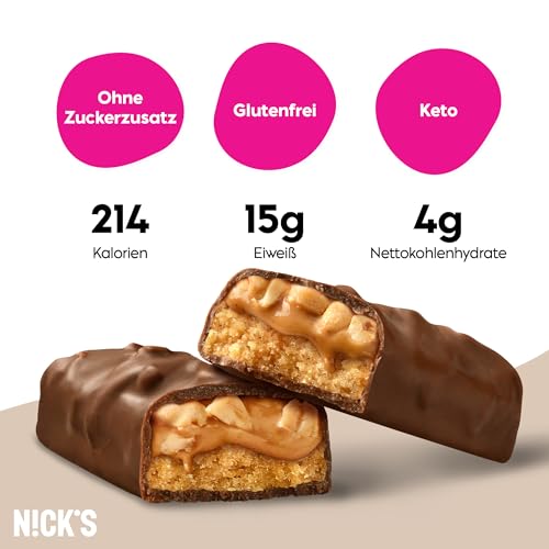 Nicks Protein Bar mix, barre di proteine cheto snack a basso contenuto di carboidrati senza zucchero aggiunto, senza glutine | Proteina 15g con collagene (9 barre proteiche x 50g)