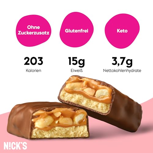 Nicks Protein Bar mix, barre di proteine cheto snack a basso contenuto di carboidrati senza zucchero aggiunto, senza glutine | Proteina 15g con collagene (9 barre proteiche x 50g)