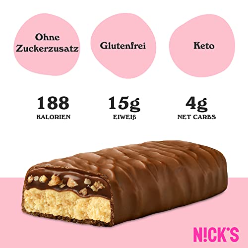 Nicks Protein Bar mix, barre di proteine cheto snack a basso contenuto di carboidrati senza zucchero aggiunto, senza glutine | Proteina 15g con collagene (9 barre proteiche x 50g)