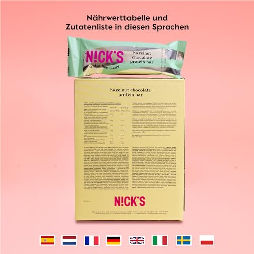 Nicks Protein Bar mix, barre di proteine cheto snack a basso contenuto di carboidrati senza zucchero aggiunto, senza glutine | Proteina 15g con collagene (9 barre proteiche x 50g)