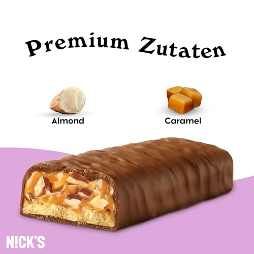 Nicks Protein Bar mix, barre di proteine cheto snack a basso contenuto di carboidrati senza zucchero aggiunto, senza glutine | Proteina 15g con collagene (9 barre proteiche x 50g)
