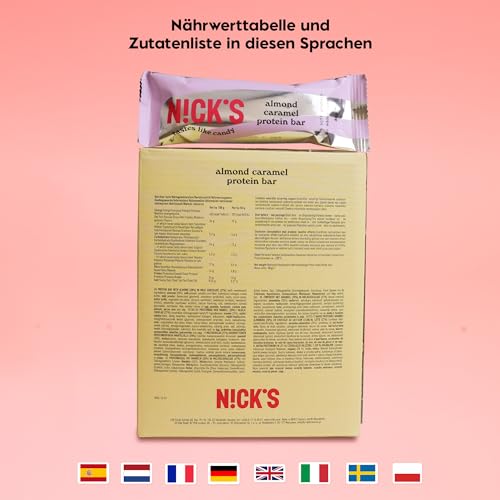 Nicks Protein Bar mix, barre di proteine cheto snack a basso contenuto di carboidrati senza zucchero aggiunto, senza glutine | Proteina 15g con collagene (9 barre proteiche x 50g)