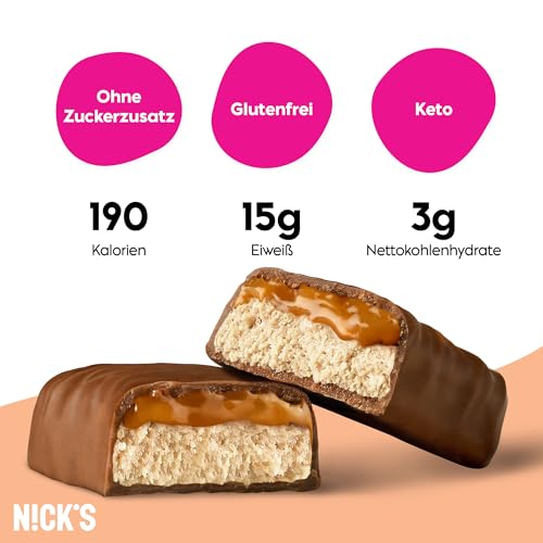 Nicks Protein Bar mix, barre di proteine cheto snack a basso contenuto di carboidrati senza zucchero aggiunto, senza glutine | Proteina 15g con collagene (9 barre proteiche x 50g)