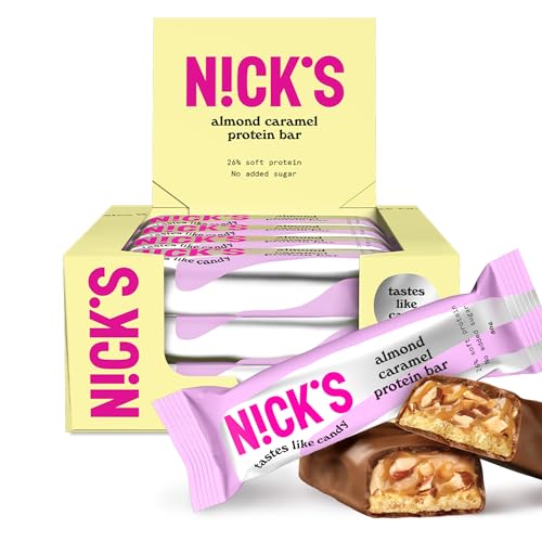 Nicks Protein Bar mix, barre di proteine cheto snack a basso contenuto di carboidrati senza zucchero aggiunto, senza glutine | Proteina 15g con collagene (9 barre proteiche x 50g)