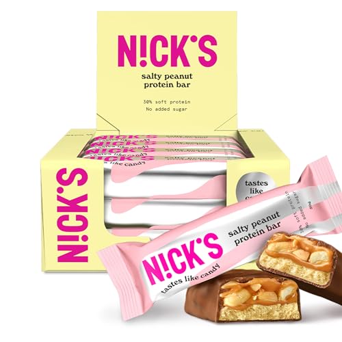 Nicks Protein Bar mix, barre di proteine cheto snack a basso contenuto di carboidrati senza zucchero aggiunto, senza glutine | Proteina 15g con collagene (9 barre proteiche x 50g)