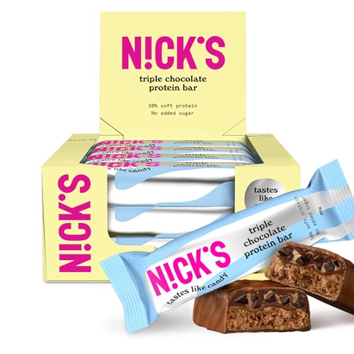 Nicks Protein Bar mix, barre di proteine cheto snack a basso contenuto di carboidrati senza zucchero aggiunto, senza glutine | Proteina 15g con collagene (9 barre proteiche x 50g)
