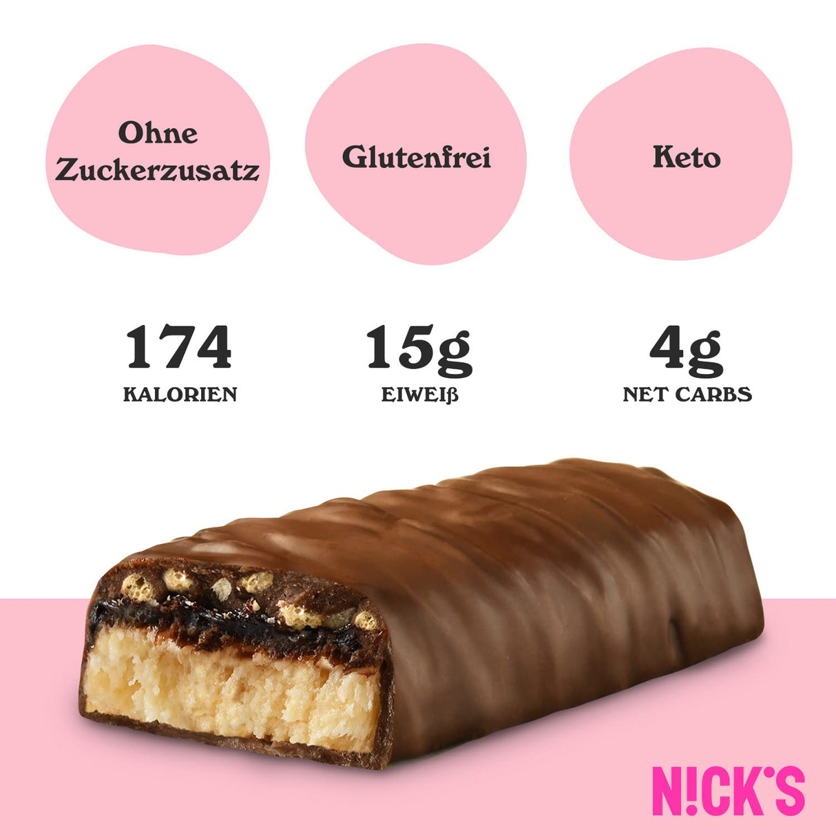 Nicks Protein Bar mix, barre di proteine cheto snack a basso contenuto di carboidrati senza zucchero aggiunto, senza glutine | Proteina 15g con collagene (9 barre proteiche x 50g)
