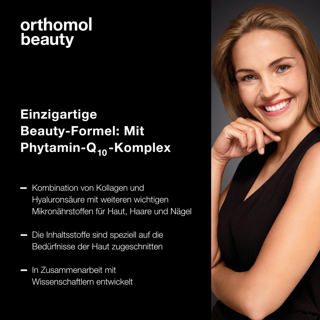 Ortomol belleza para mujeres - para piel, cabello y uñas - con coenzima Q10, biotina y zinc - recarga con botella de bebida, 30 porciones diarias