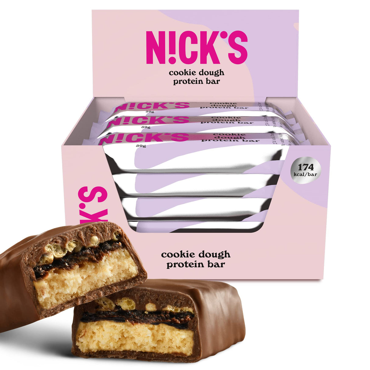 Nicks Protein Bar mix, barre di proteine cheto snack a basso contenuto di carboidrati senza zucchero aggiunto, senza glutine | Proteina 15g con collagene (9 barre proteiche x 50g)