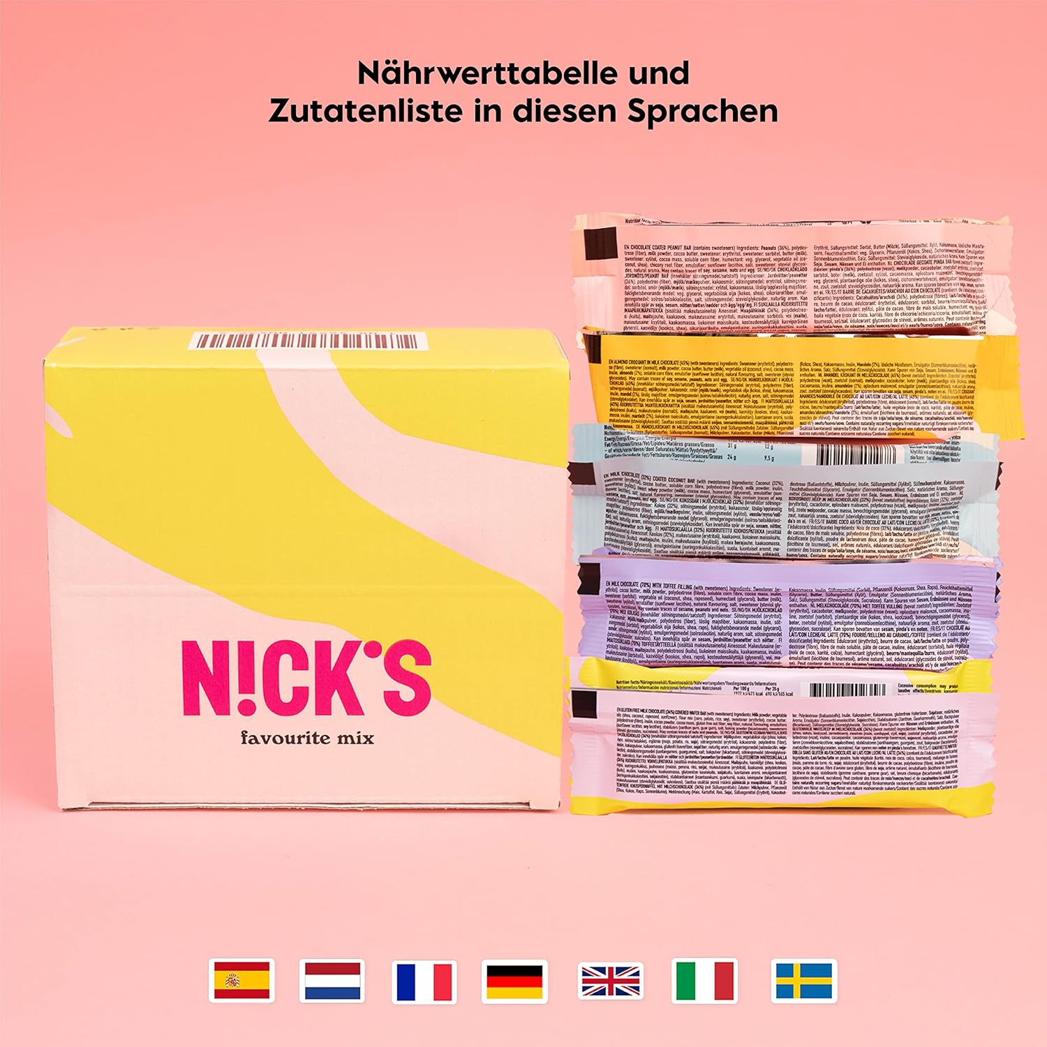 Nicks Chocolate Keto Bar Favoritos Mezcle con barras de chocolate sin azúcar agregada, dulces de baja carbohidratos (12 barras)