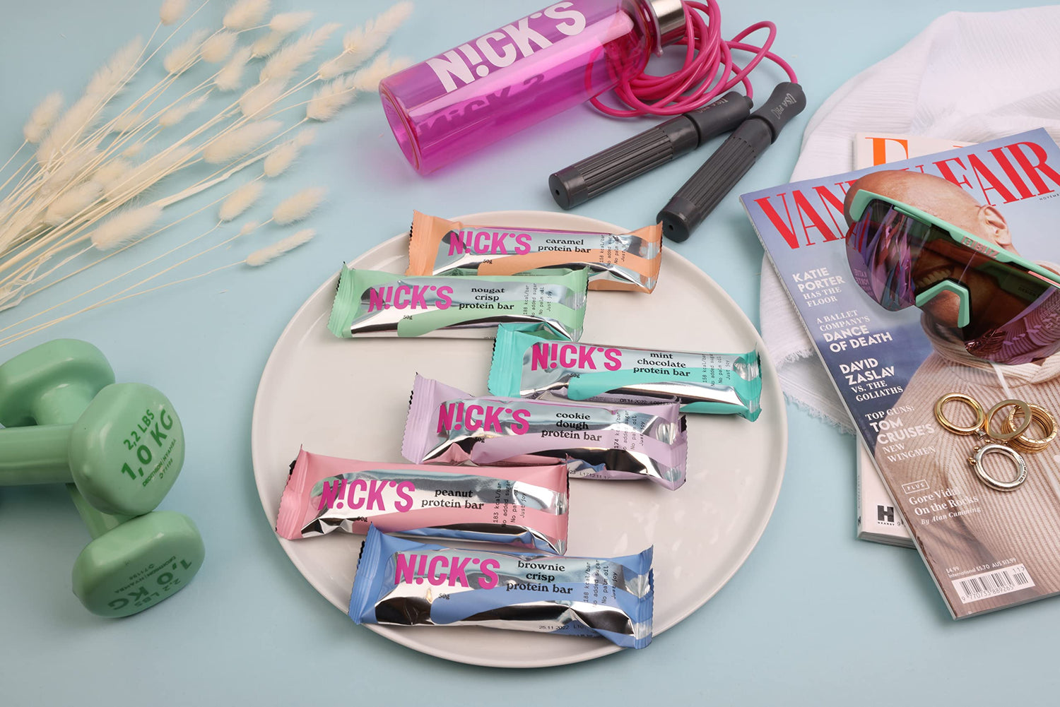 Nicks Protein Bar mix, barre di proteine cheto snack a basso contenuto di carboidrati senza zucchero aggiunto, senza glutine | Proteina 15g con collagene (9 barre proteiche x 50g)