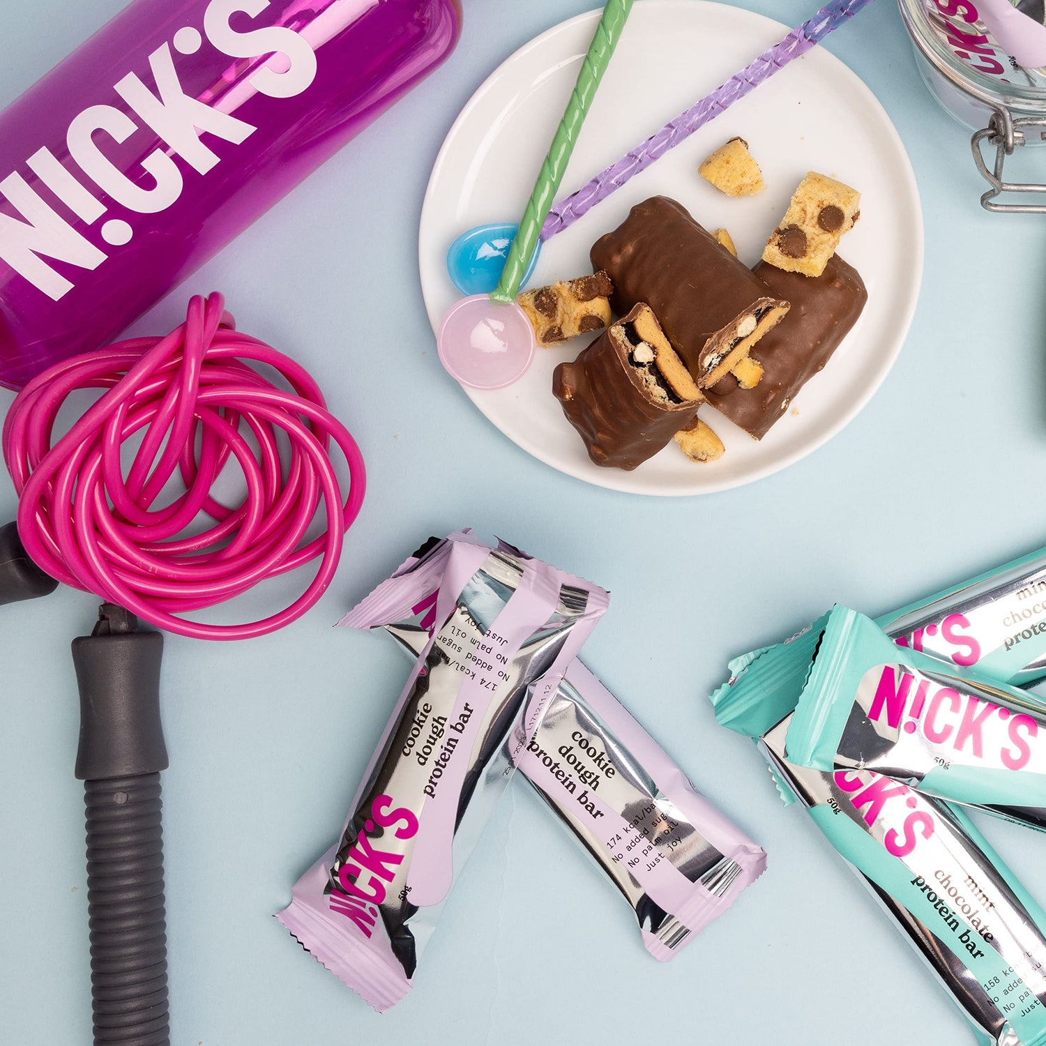 Nicks Protein Bar mix, barre di proteine cheto snack a basso contenuto di carboidrati senza zucchero aggiunto, senza glutine | Proteina 15g con collagene (9 barre proteiche x 50g)