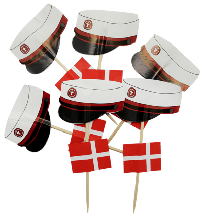 12 STK HATTE OG FLAG PÅ SPYD - RØD