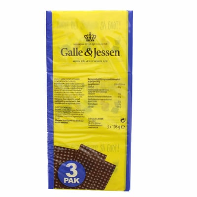 Galle og Jessen Pålægschokolade mørk 3-pak 324 g