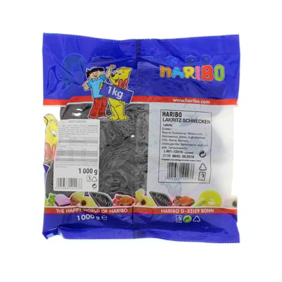 Haribo Lakridssnegle 1 kg I posa
