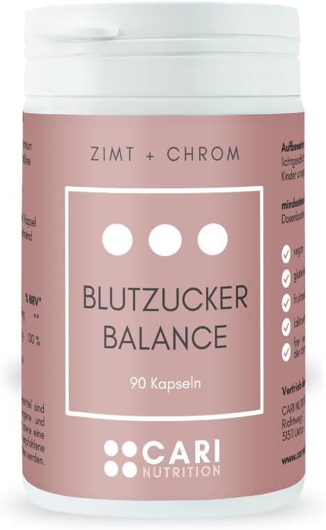 BLODSUKKERBALANCE | 90 kanelkapsler med krom | insulinresistens og blodsukkerregulering | vegansk og lavet i Tyskland