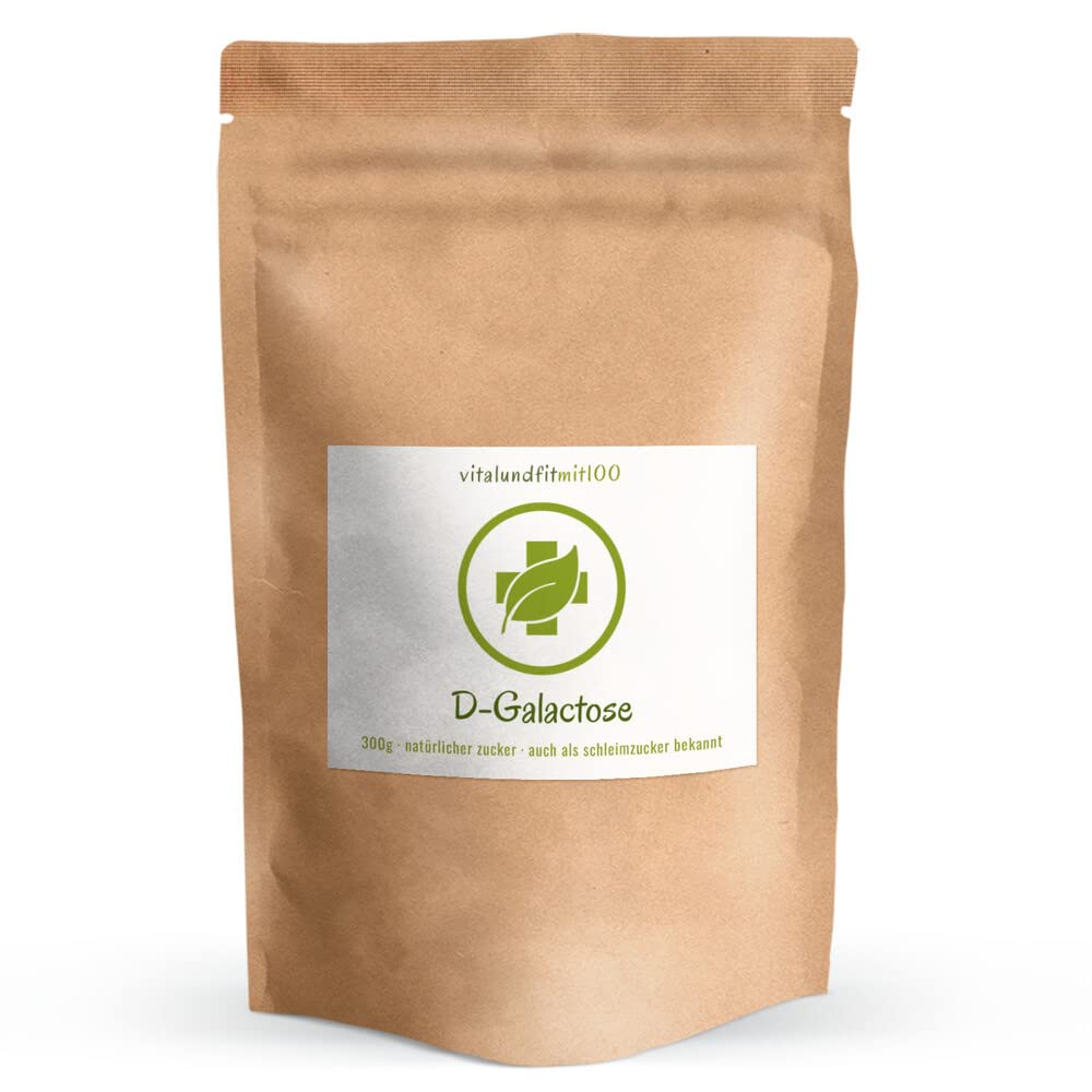 D -Galactose Powder 300 G - "Slimhindesukker" - Fra plantefermentering - Vegansk - Ideel til diabetikere - Højest mulig kvalitet og renhed (99%) - Uden tilsætningsstoffer