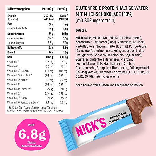 Nicks keto barer jordnødder n fudge, chokolade jordnødder karamell snacks, 175 kalorier, 3,9 netto kulhydrater, ingen tilsat sukker, glutenfri, lavkulhydrat slik (15x40g)