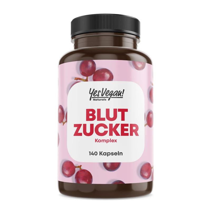 Blood sugar complex - 140 blood sugar capsules - tailored micronutrients especially suitable for diabetics - with grape seed extract OPC. Chromium. Magnesium - vegan