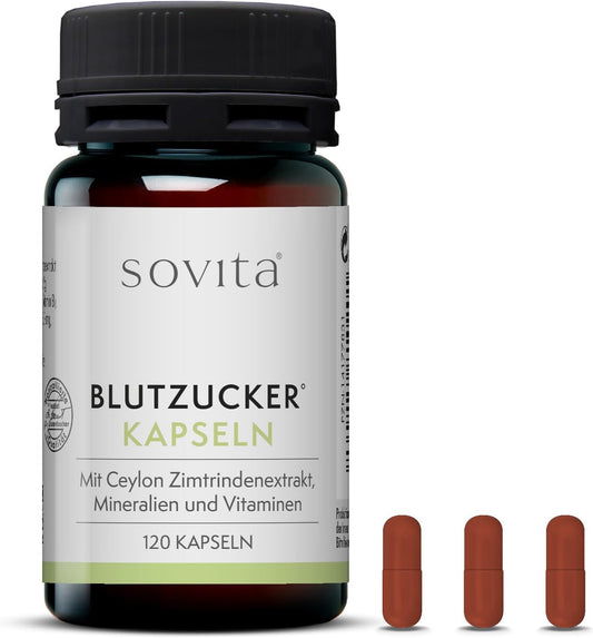 Sovita blodsockerkapslar | Med Cinnamon Bark -extrakt | Kosttillägg | 120 kapslar