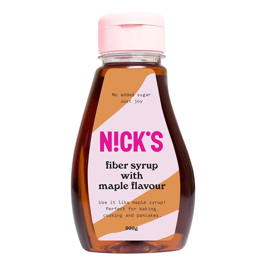 NICKS Fiber Syrup with maple flavor, Maple syrup, high fiber natural keto sweetener with no added sugar, Gluten free, Low carb Vegan sugar substitute (300g)