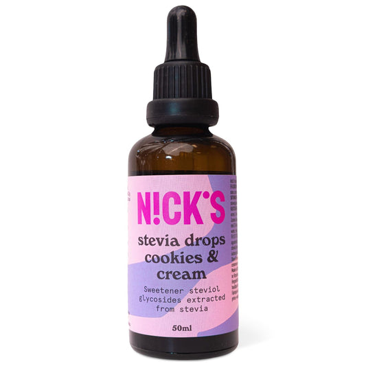 Nicks stevia Cookies y gotas de sabor a crema (50 ml) Sweetener de mesa sin azúcar sin calorías, sustituto de azúcar bajo en carbohidratos, edulcorante, edulcorante líquido, alternativa al azúcar, edulcorante con pipeta