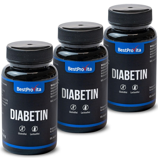 Bestprovita Cápsulas de diabetín (3 x 60 cápsulas de diabetín) - soporte de multivitaminas naturales para diabetes tipo 2, reducción de azúcar en la sangre y vitaminas de diabetes