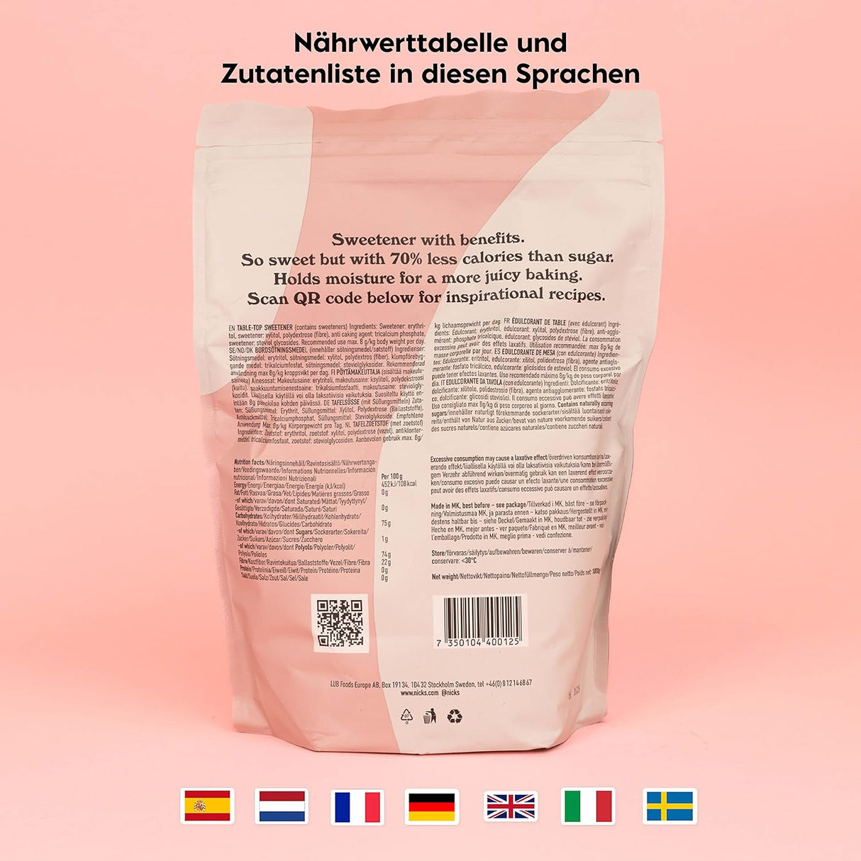 Las muescas se usan como azúcar, sustituto de azúcar bajo en calorías, una mezcla perfecta de edulcorante de horneado bajo en carbohidratos de xilitol, eritritol, stevia y polydextrosa | Ceto | Vegano (1 kg)