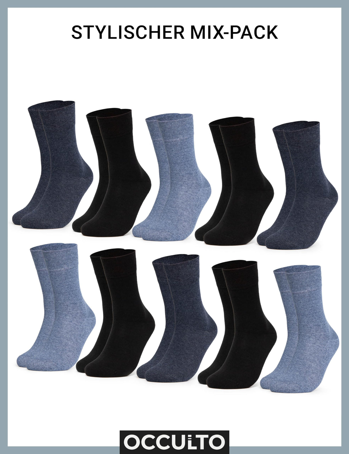 Occulto Damen Diabetic Socken Pack von 10 (Modell: Julia)