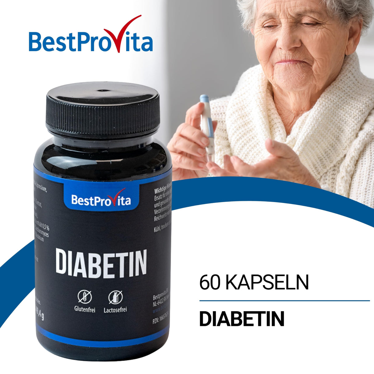 Bestprovita Cápsulas de diabetín (3 x 60 cápsulas de diabetín) - soporte de multivitaminas naturales para diabetes tipo 2, reducción de azúcar en la sangre y vitaminas de diabetes