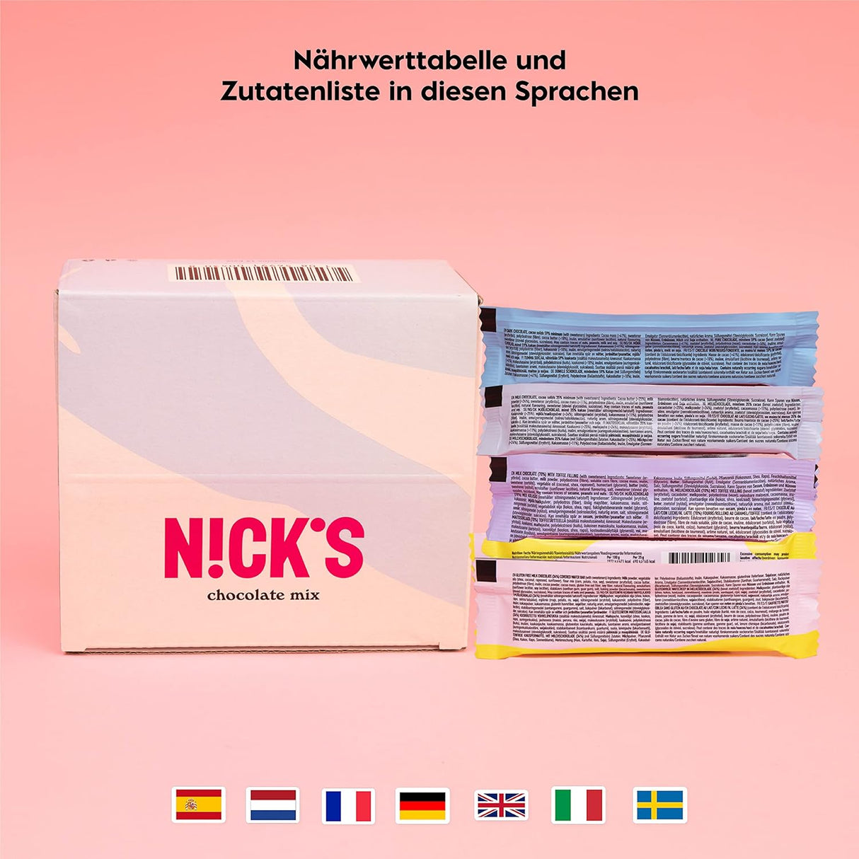 Nicks Chocolate Keto Bars Amestecă de ciocolată cu bare de ciocolată fără zahăr adăugat, dulciuri fără gluten, cu conținut scăzut de carbohidrați (12 snack-uri)