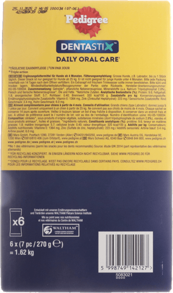 Stamtavle Dentastix +25kg 1620 g