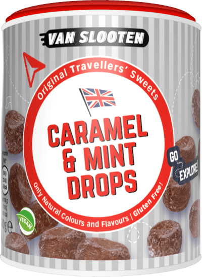 Van Slooten Travellers 'godis Caramel Mint släpper 200g
