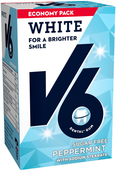 V6 Vit pepparmynta Økonomipakke 72 g