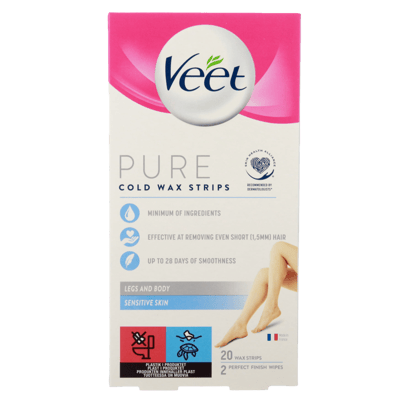 Veet Pure Cold Wax Strips Känsliga Ben & Krop 22 STK
