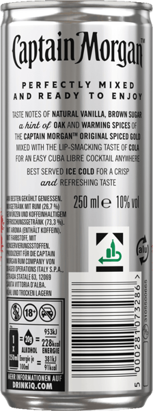 Kaptein Morgan & Cola 10% 025 L + Pant