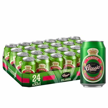 Tuborg Classic Pilsner - 4,6% öl, 24x33cl kan