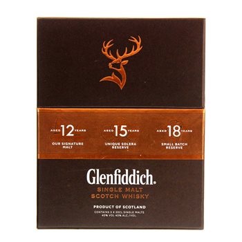 Pachet de mix Glenfiddich 40% 12,15,18yo 3x0,2 l.